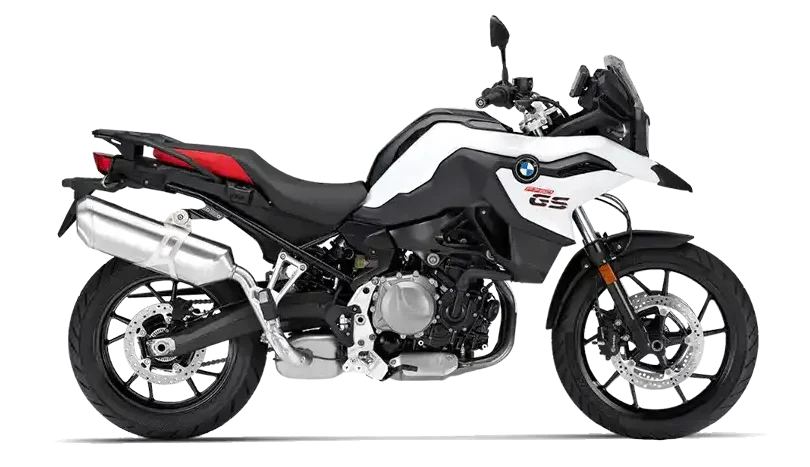 Motocykl BMW F 750/800 GS z niską kanapą i kuframi wyprawowymi – idealny na wynajem w Maladze dla niższych kierowców